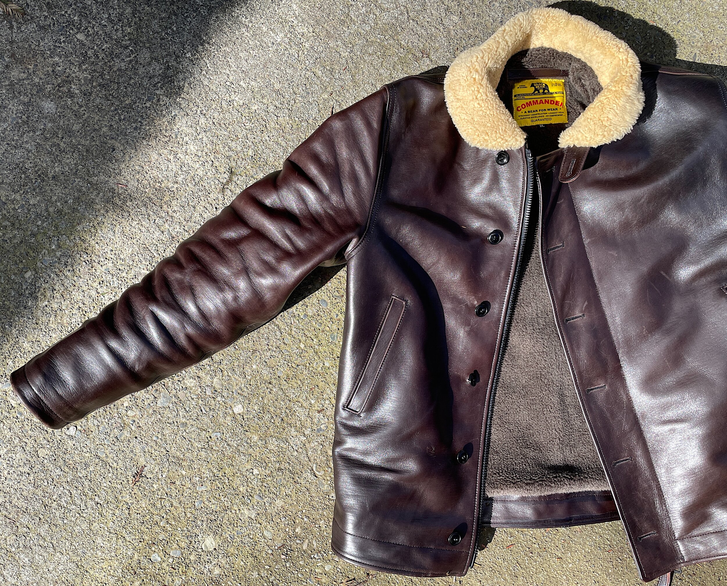 Brown/Black Horsehide N1 Deck Jacket (Made To Order) — Black Bear Brand